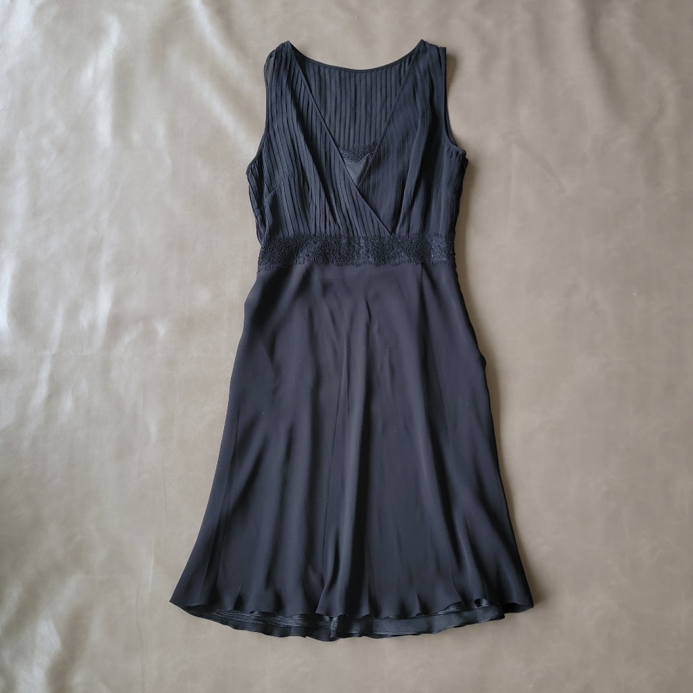 NWT $178, Ann Taylor 8 Cocktail Dress, Beaded Empire Lace Layer Silk Chiffon Y2K